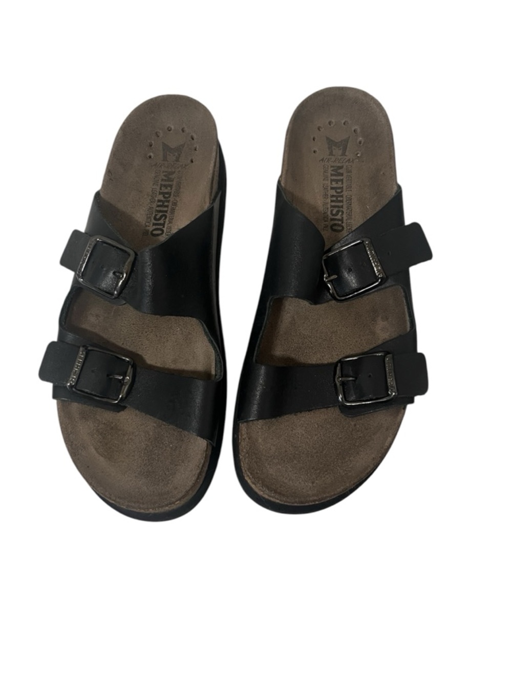 Suze 39, 8-8.5 Mephisto leather slides, black